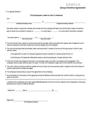  ES0005 Group Overtime Agreement This Form is to Be Used When a Group of Employees Are to Be Working Overtime Hours and the Busin 2011-2024
