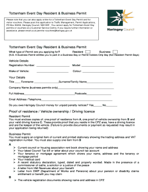 Tottenham Event Day  Form