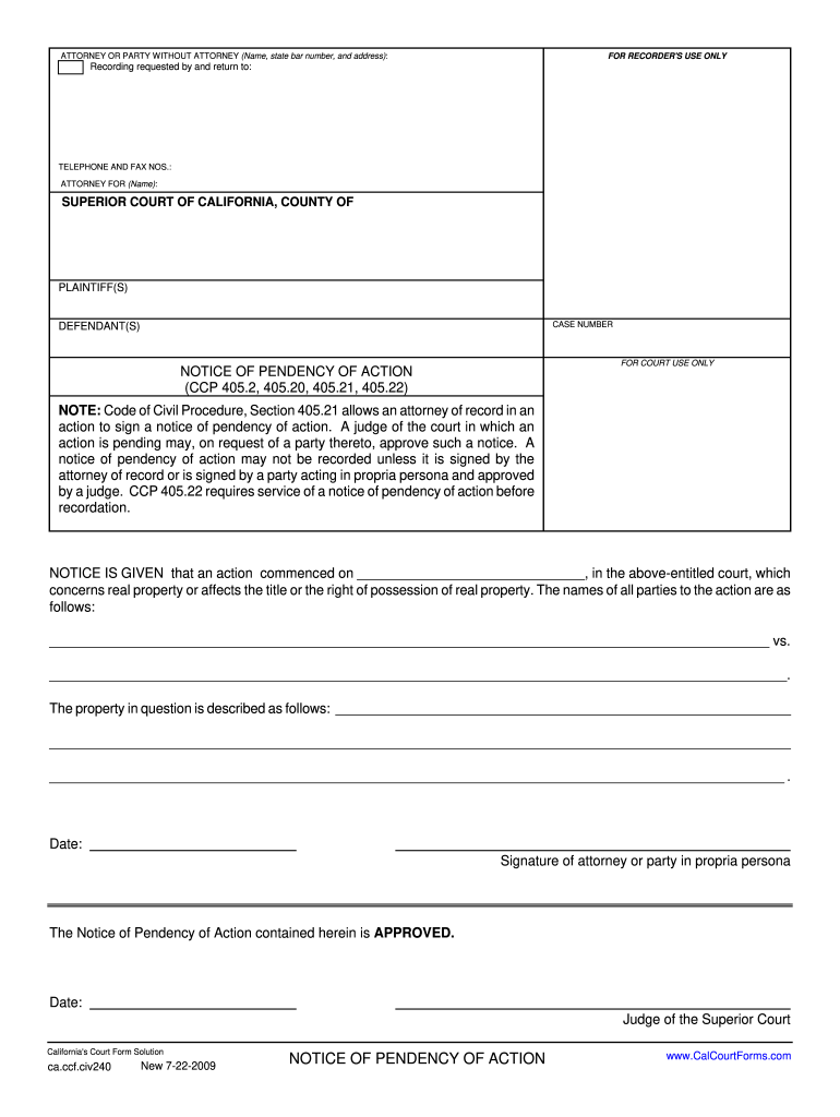  Civ240 Form California 2009-2024