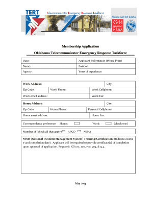 Oklahoma TERT Member Application Oklanena Oklanena  Form