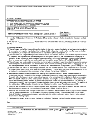 Petition for Relief under PC 12034 or PC 12034a L1073  Form