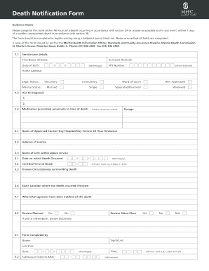 Death Notification Form