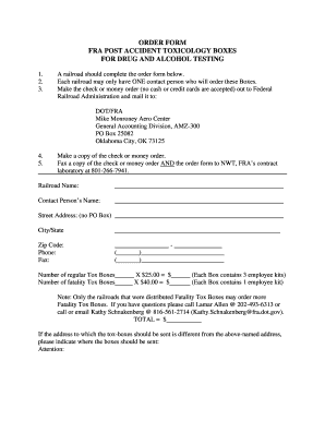 Fra Post Accident Tox Box  Form