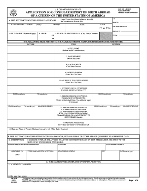 Consular Report of Birth Abroad Germany Form