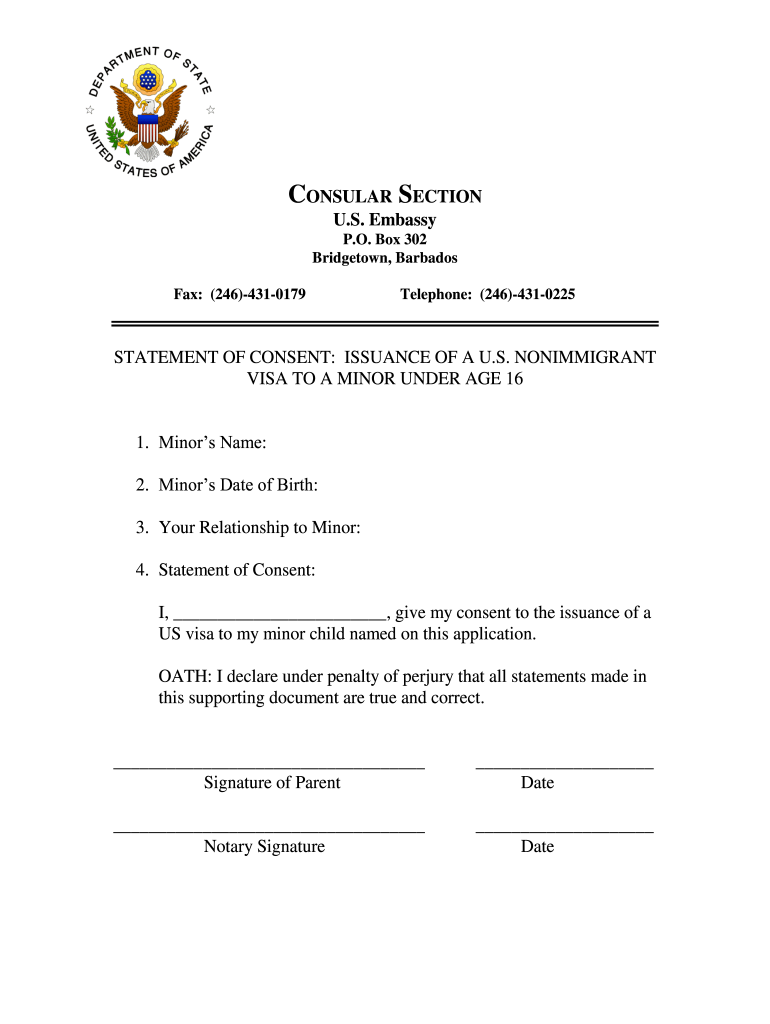 U S Embassy Barbados  Form