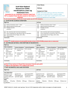  Lower Leg Assessment Form 2011-2024