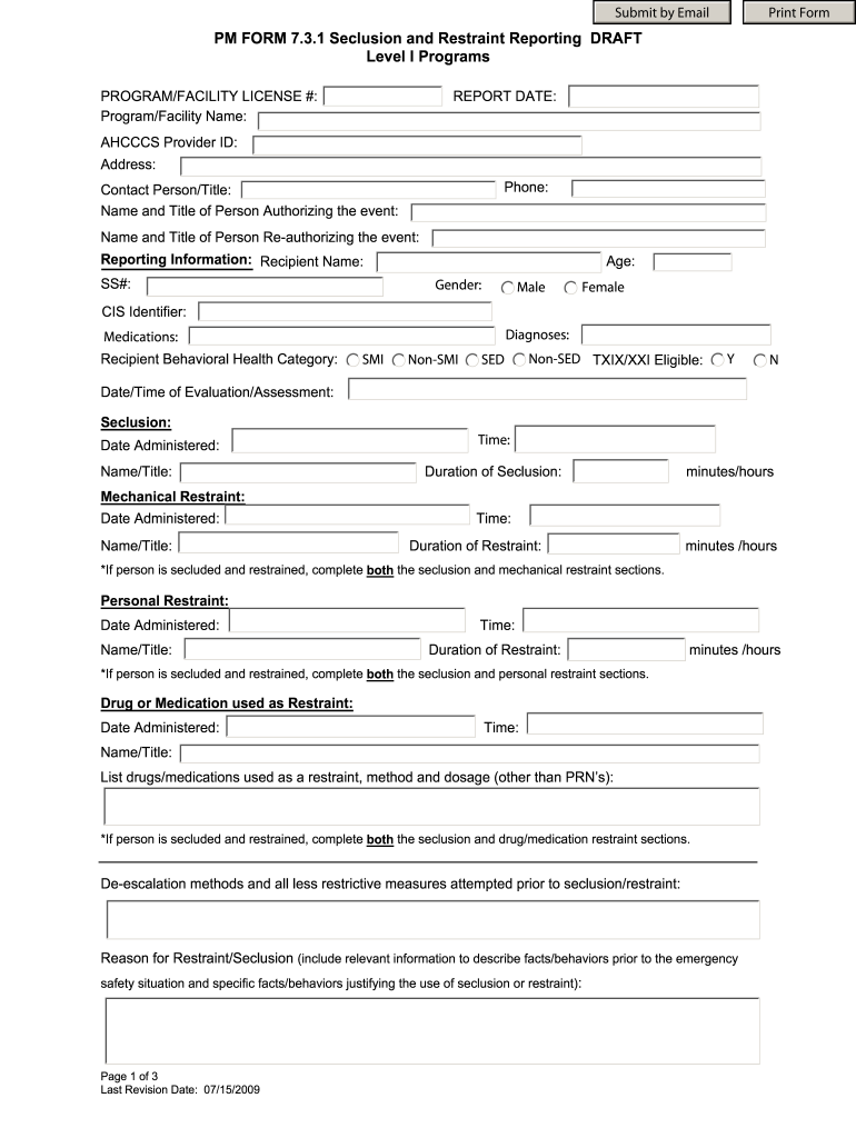  Restraint Form Fill in Online 2009-2023