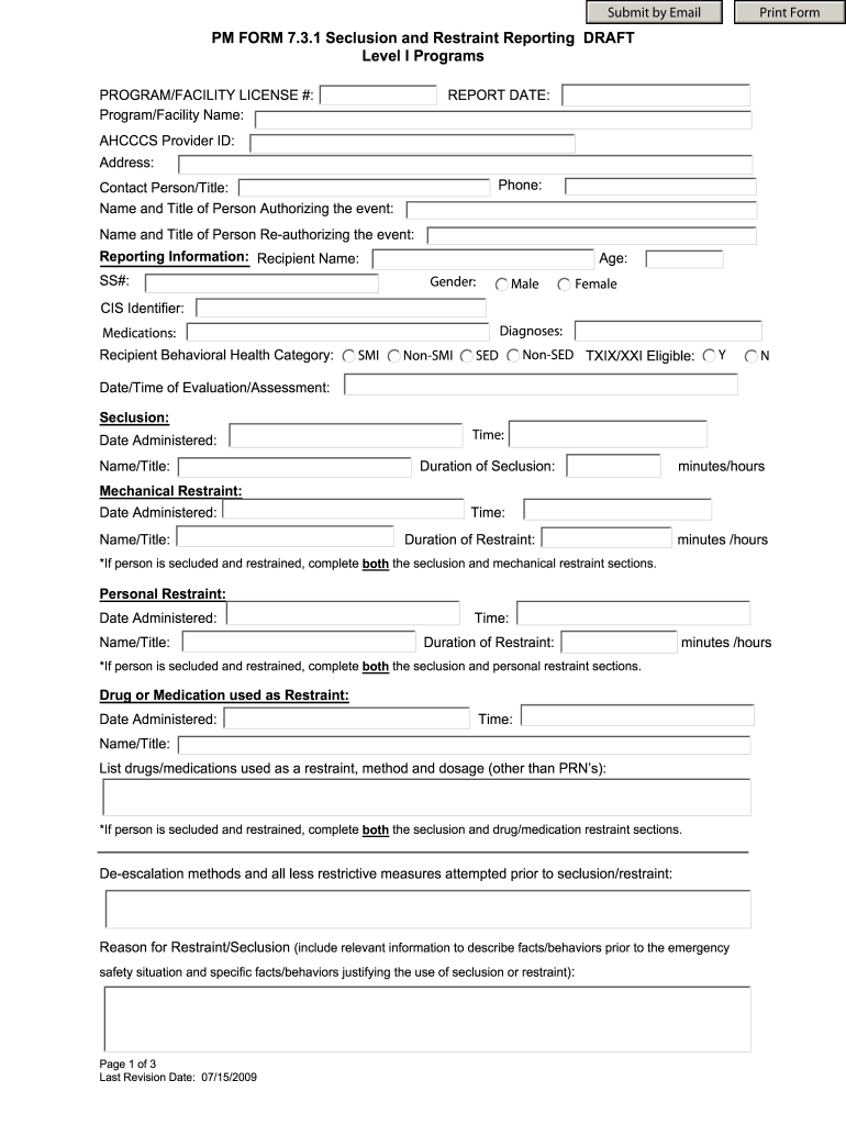  Restraint Form Fill in Online 2009-2024