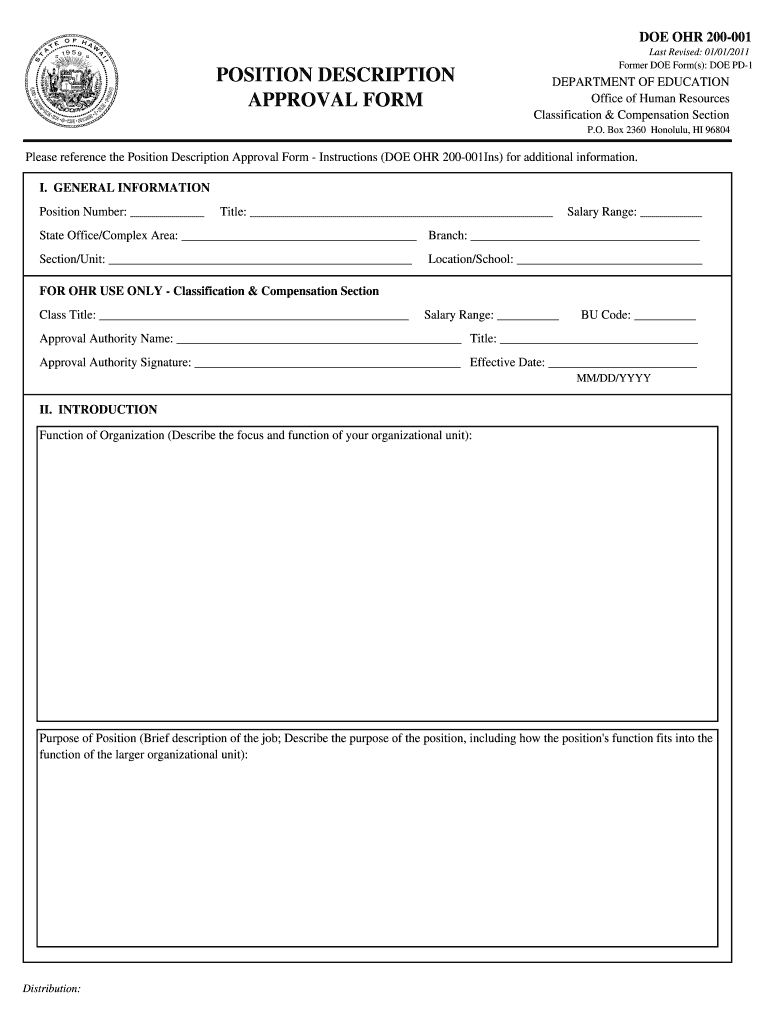  147 DOE OHR 200 001 Position Description Approval Form Option 2 2011-2024