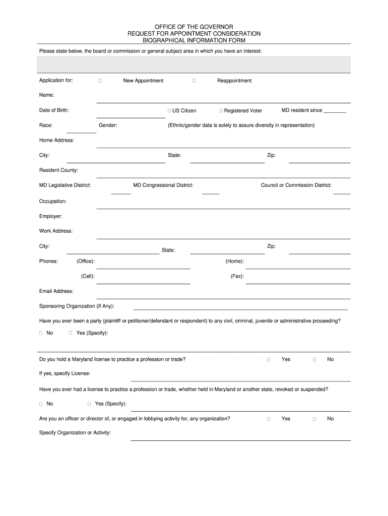 What is Request for Appointment Consideration Form