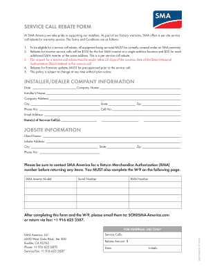 Sma Service Rebate  Form