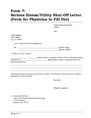 Sample Letter from Doctor to Utility Company  Form