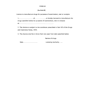 FORM 29 See Rule 89 Licence to Manufacture Drugs Think Legal