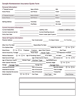 Quote for Homeowners Insurance  Form