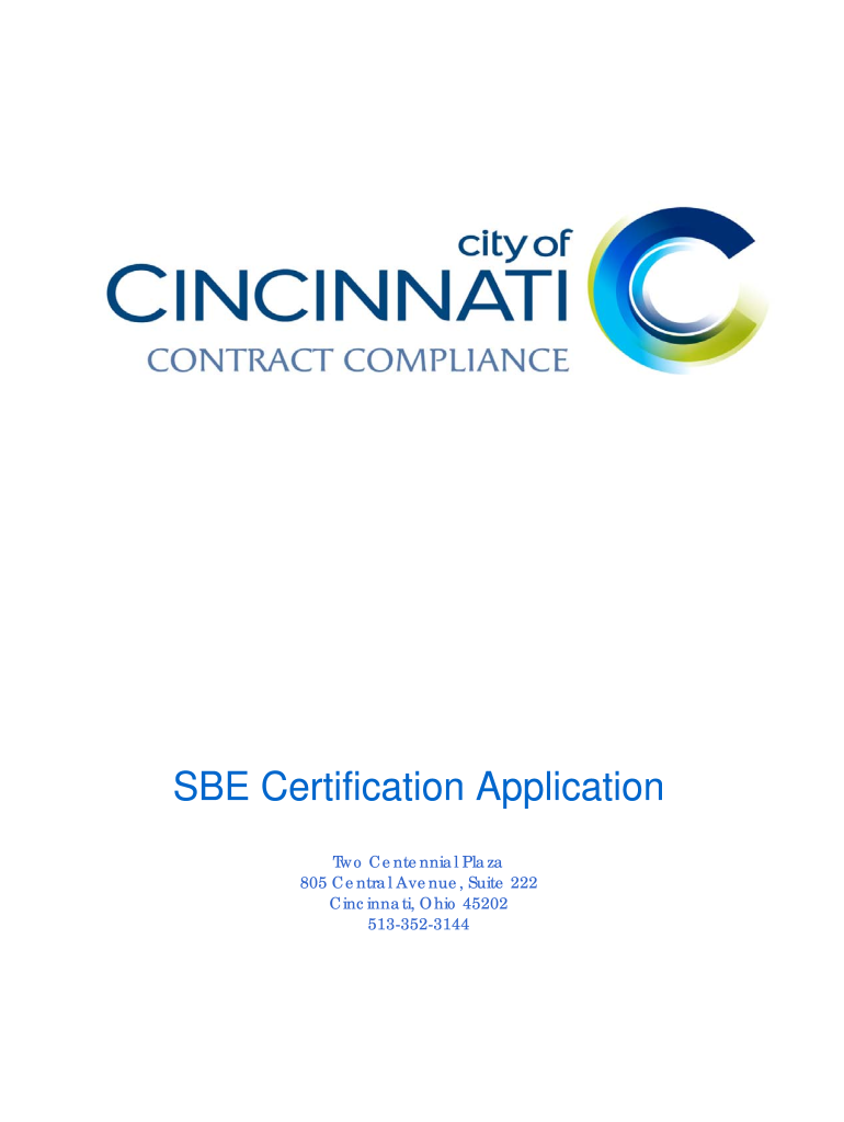City of Cincinnati Sbe Application Printable Form