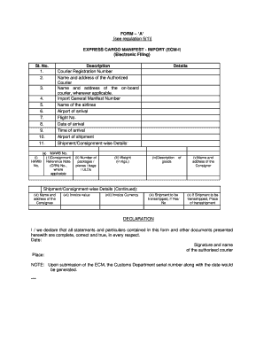 Import Manifest  Form