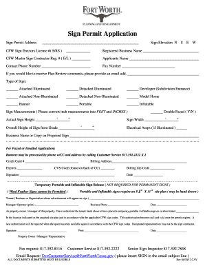 Sign Permit Application City of Fort Worth Fortworthtexas  Form