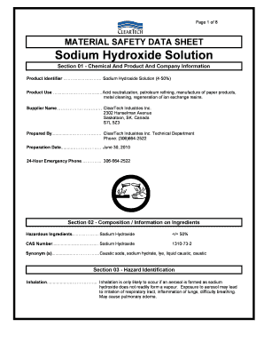 Sodium Hydroxide Sds  Form