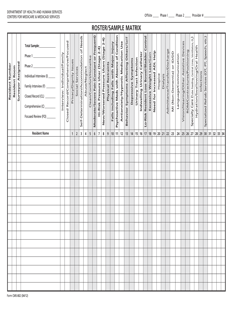  Cms 802 Form 2012-2024