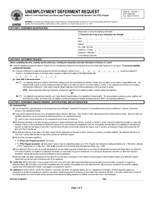 Unemployment Deferment Request ECMC Ecmc  Form