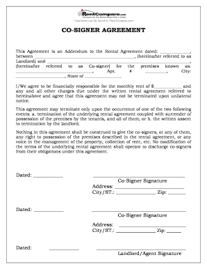 Forms Can Be Found on RentCompare Com CO SIGNER AGREEMENT