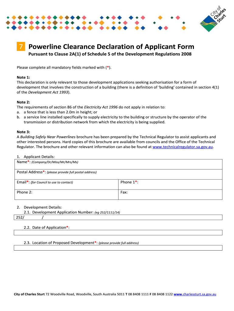 Application Form 7  Powerline Clearance Declaration Form DOC Plant Ecology & Diversity 0 01 12