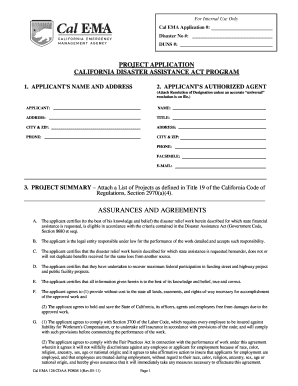 Project Application Cal EMA 126 California Emergency Calema Ca  Form