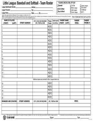 League Identification Number Littleleague  Form