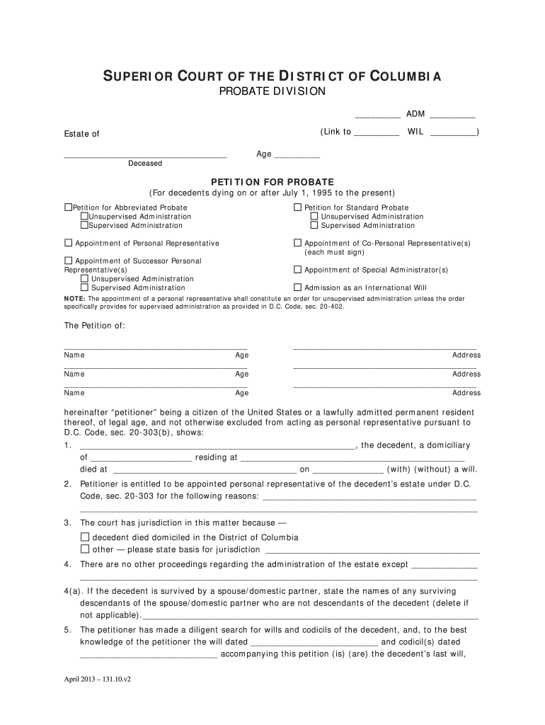 PETITION for PROBATE  Form