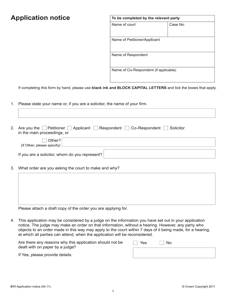 D11 Application Form