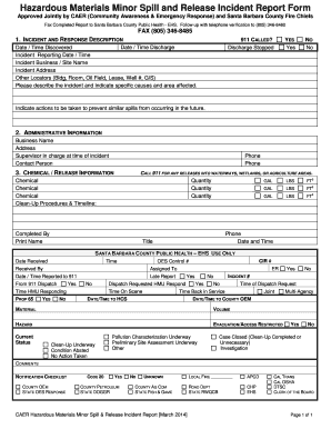 Spill Incident Report Form