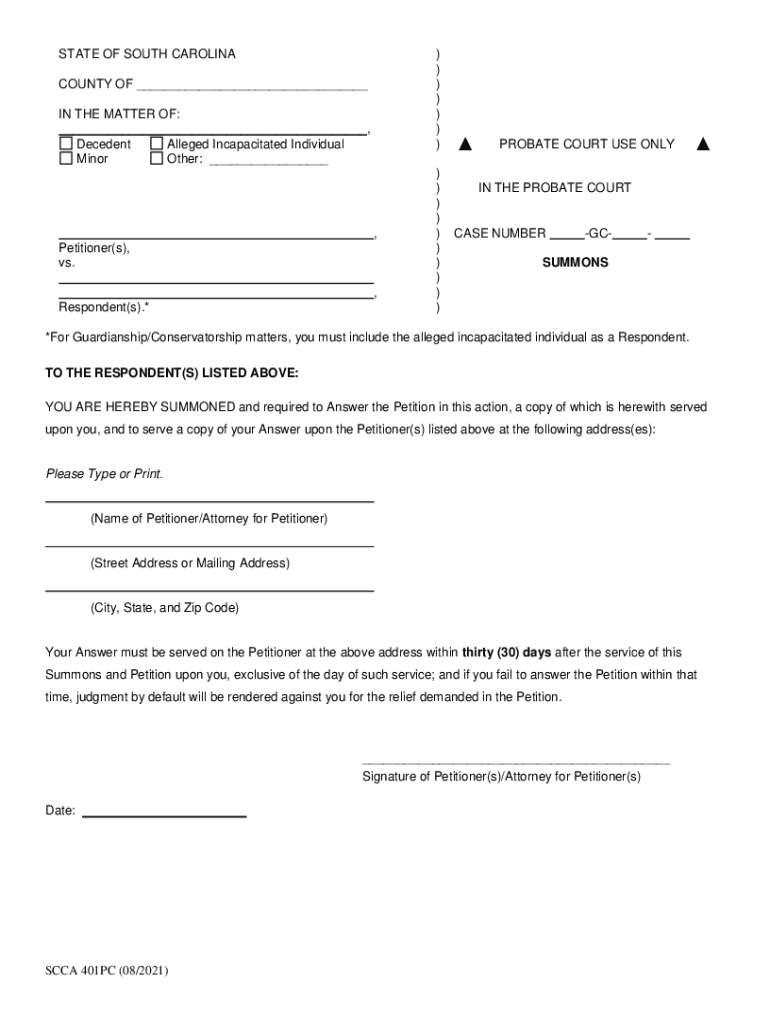 Civil Summons Form Fill in the Blank