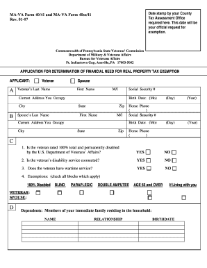 2 Brand New MA VA Form 40 DOC Luzernecounty