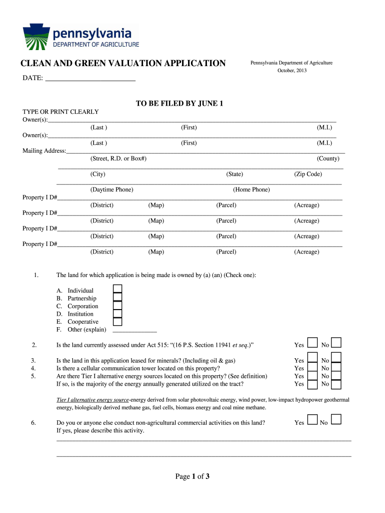 Clean & Green Application  Luzerne County  Luzernecounty  Form