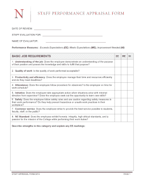 The Staff Performance Appraisal Form Represents a Combination Navarrocollege