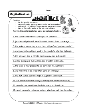 Rewrite the Sentence with the Correct Capitalization  Form