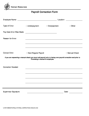 Payroll Correction Form