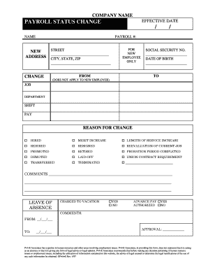 Payroll Status Change PDF Version PAS Associates  Form