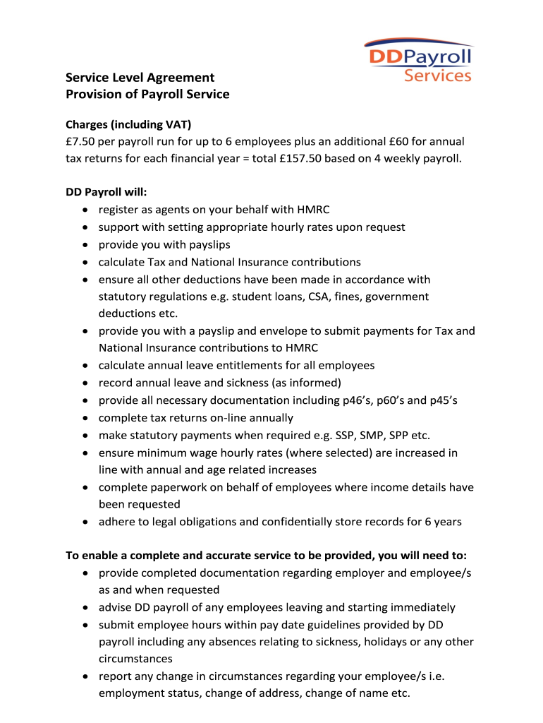 Provision of Payroll Service  Form