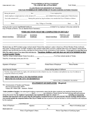 Toledo Non Resident Tax Form