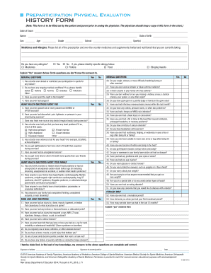 History Evaluation  Form