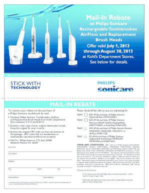 Philips Sonicare Rebate  Form