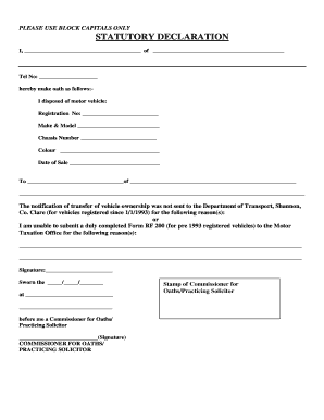 Vehicle Declaration Form