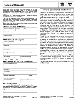 Notice of Disposal  Form