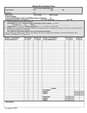 Allergy Test Form