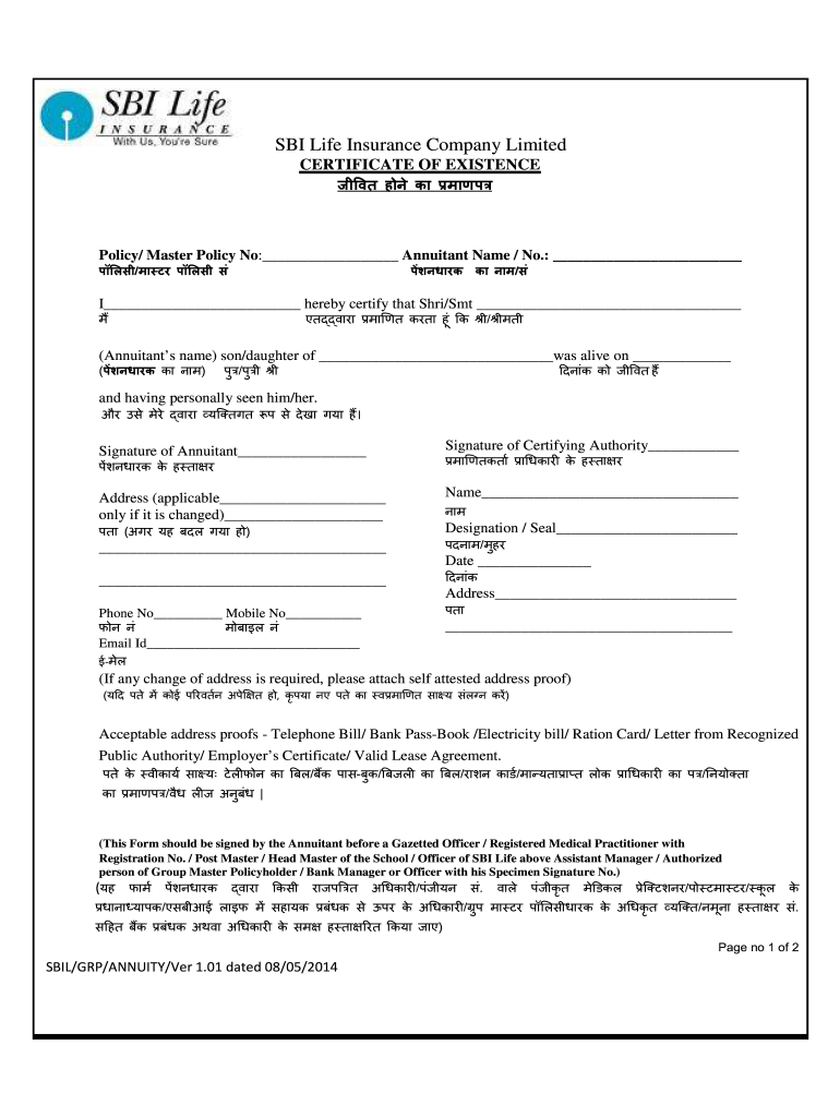 Sbi Life Certificate Online PDF 20142024 Form Fill Out and Sign