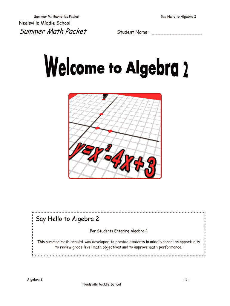 Satury School Math Packet  Form