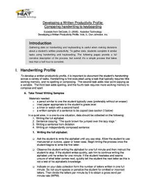 Written Productivity Profile  Form