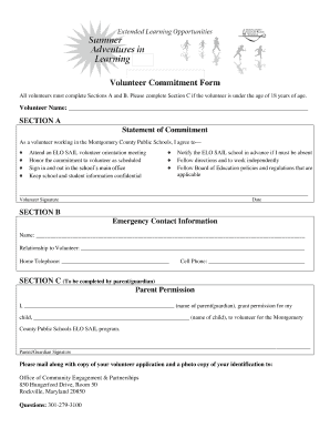 Commitment Form for Volunteers