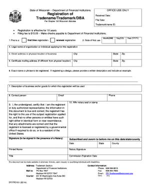 Wisconsin Trademark Registration Form
